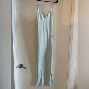 ARITZIA BABATON satin slip dress, S, turquoise blue